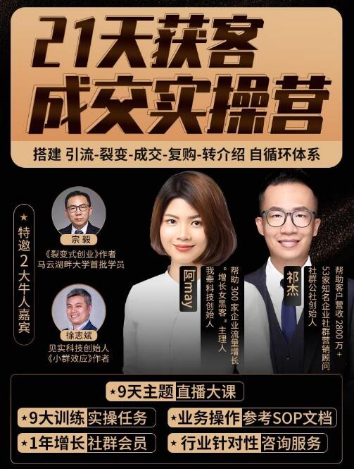 图片[1]-21天裂变成交实操营，手把手教你搞定获客和成交两大难题！24小时吸引1万+付费用户