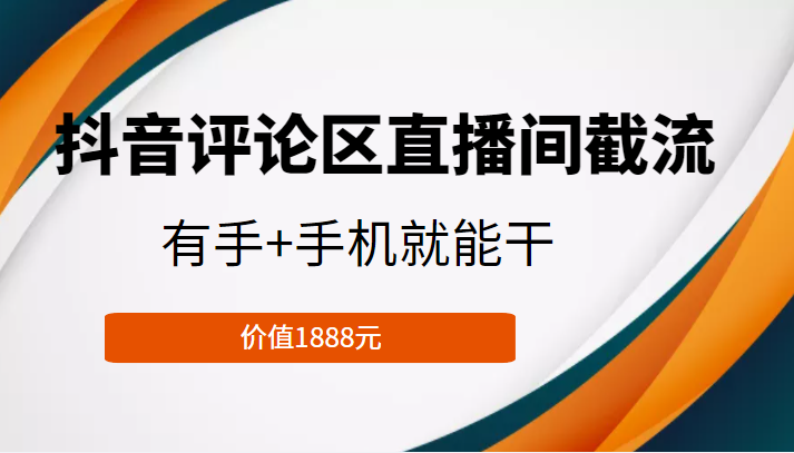 图片[1]-抖音评论区直播间截流，有手+手机就能干，门槛极低，模式可大量复制（价值1888元）