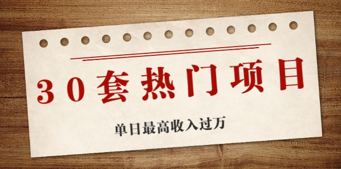 图片[1]-30套热门项目：单日最高收入过万 (网赚项目、朋友圈、涨粉套路、抖音、快手)等